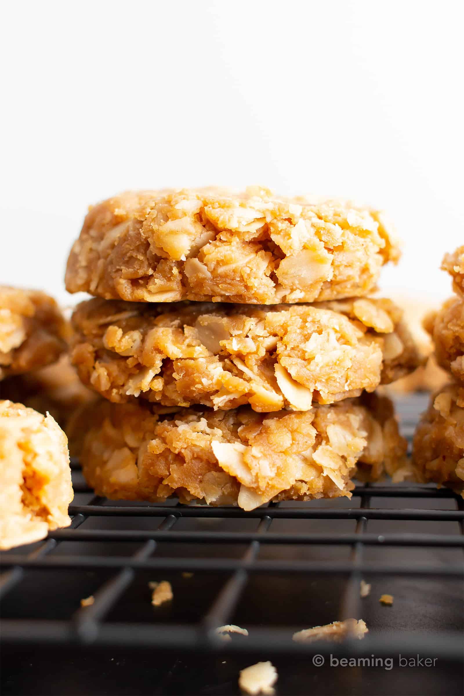 3 ingredient no bake cookies in a stack of 3