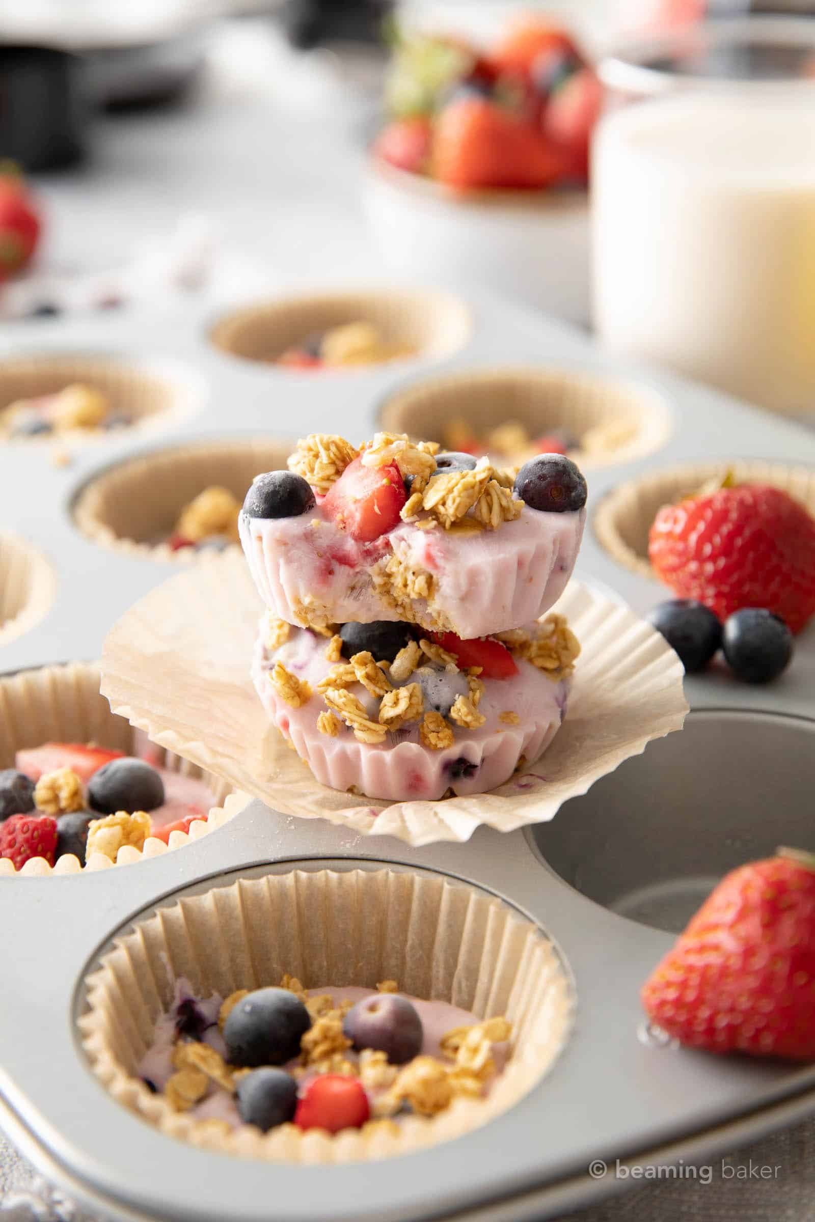 stack of two frozen yogurt bites