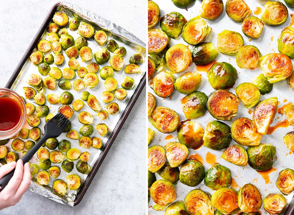 Two photos showing How to Make this recipe – brushing coating 