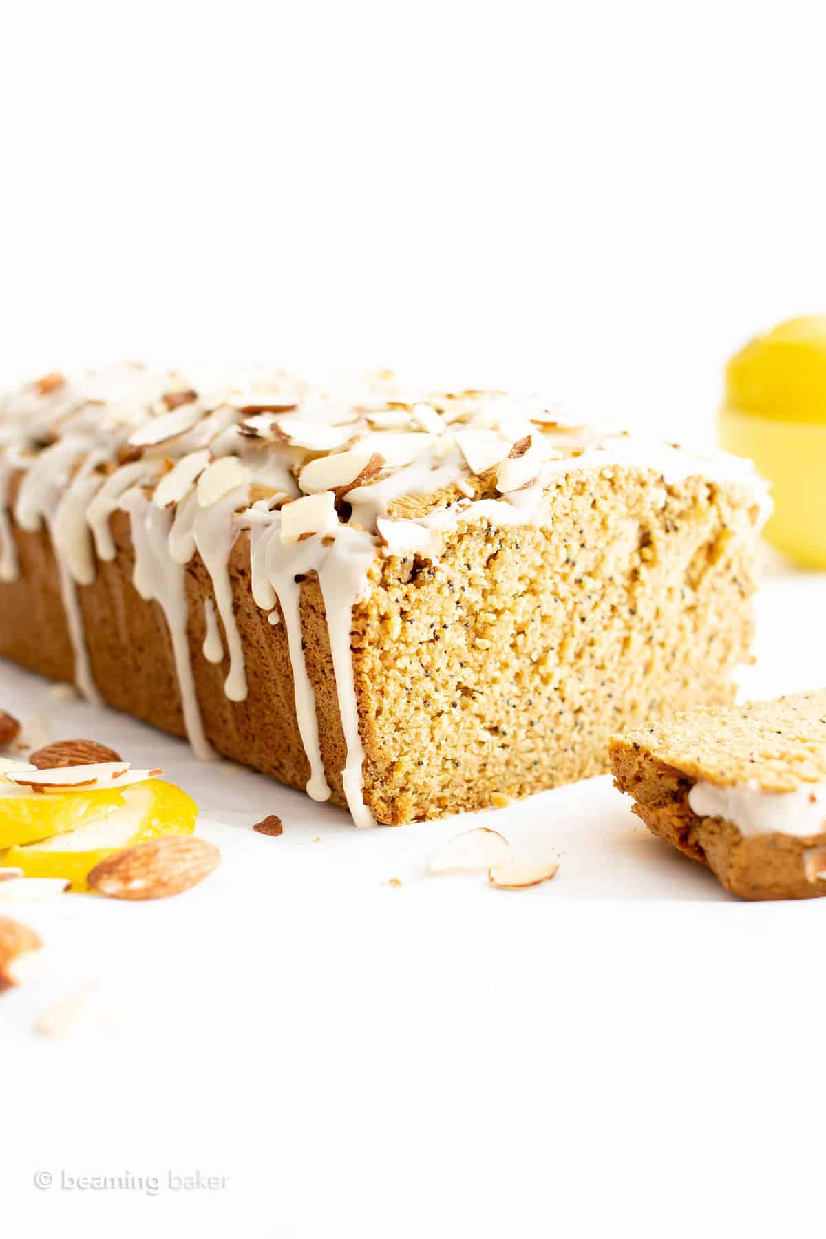 Lemon Loaf with lemon glaze dripping down the sides