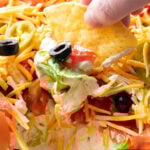 Easy Taco Dip Recipe medium Pinterest image.