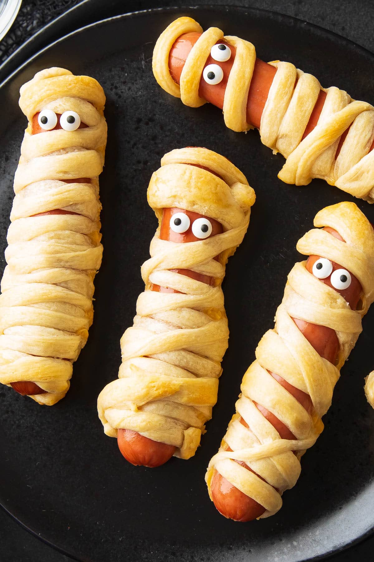 close up of this halloween appetizer recipe ready to be served for a party