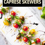 Caprese Skewers short Pinterest image.
