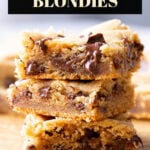 Peanut Butter Blondies short Pinterest image.