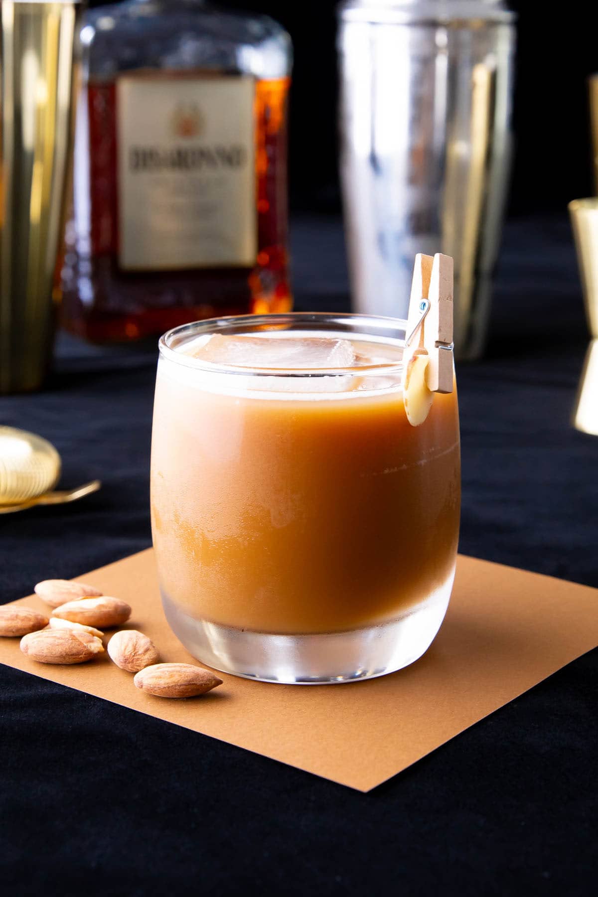Toasted Almond Drink served in a cocktail glass with almond garnish